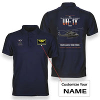 Thumbnail for Bell UH-1Y Venom design on navy blue+name double-side polo t-shirt, double-side print