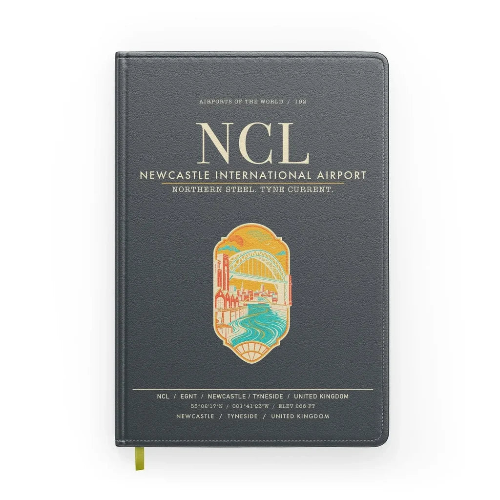Newcastle International Airport (NCL) design on gray notebook