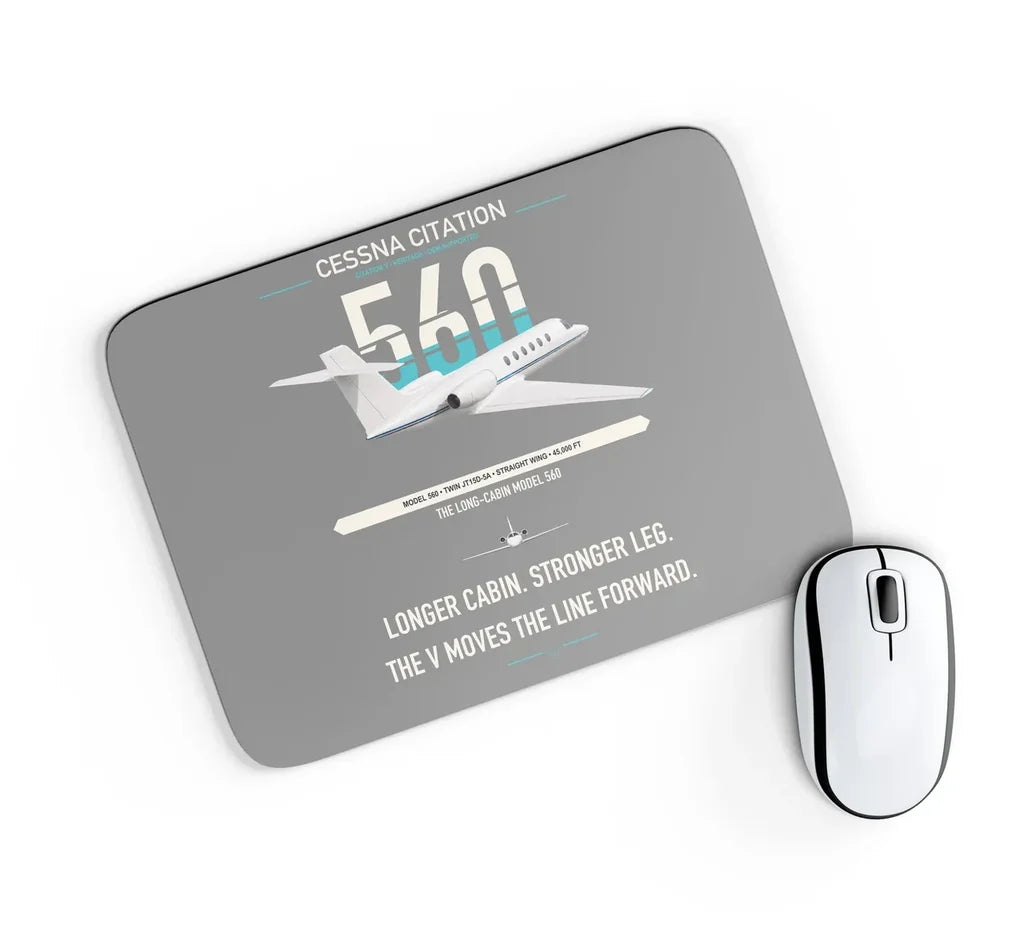 Cessna Citation 560 - Citation V design on gray rectangle mouse pad