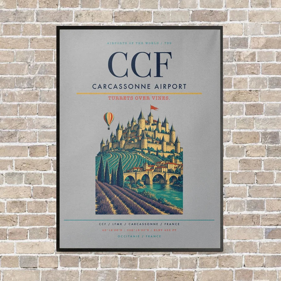 Carcassonne Airport CCF - Canvas Framed - Light Gray