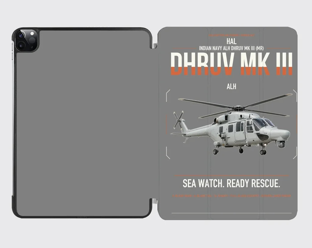 HAL ALH Dhruv Mk III design on gray ipad tablet case