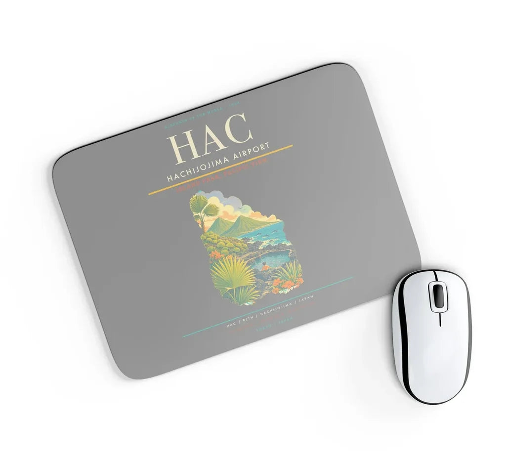 Hachijojima Airport (HAC) design on gray rectangle mouse pad