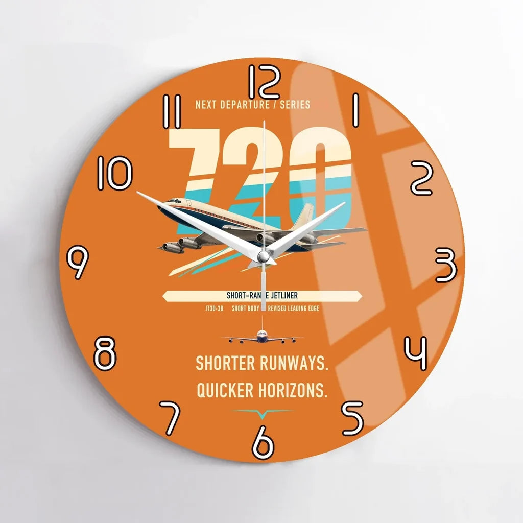 Boeing 720B design on orange no frame wall clock