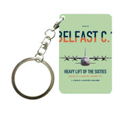 Thumbnail for Short Belfast C.1 design on light green designed key chain, double-side print