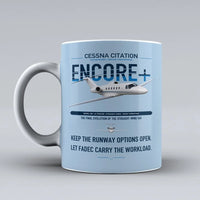 Thumbnail for Cessna Citation Encore+ design on light blue ceramic mug, double-side print