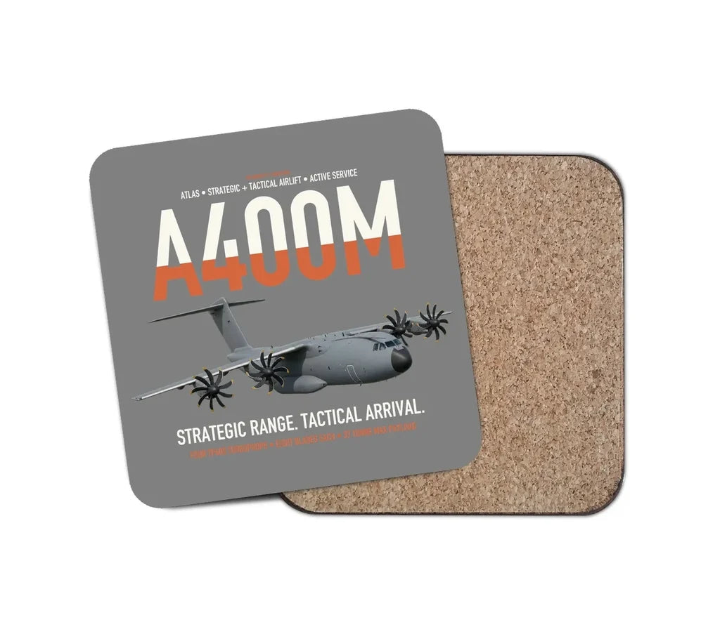 Airbus A400M Atlas design on gray 1 piece coaster