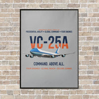 Thumbnail for VC-25A Air Force One Presidential Airlift vertical canvas print - framed - light gray background