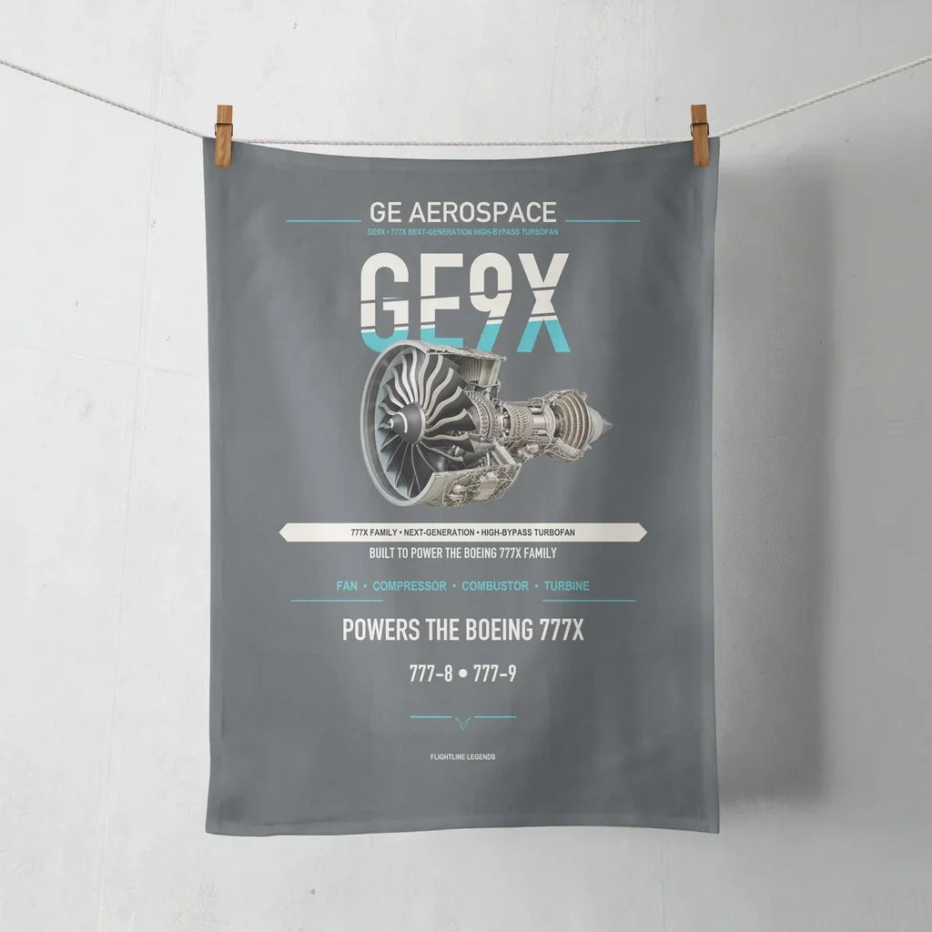 GE9X design on gray towel