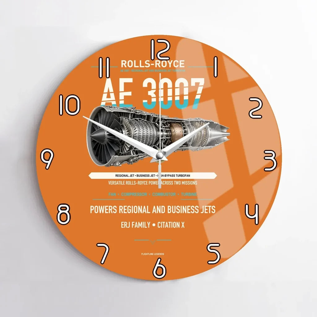AE 3007 design on orange no frame wall clock