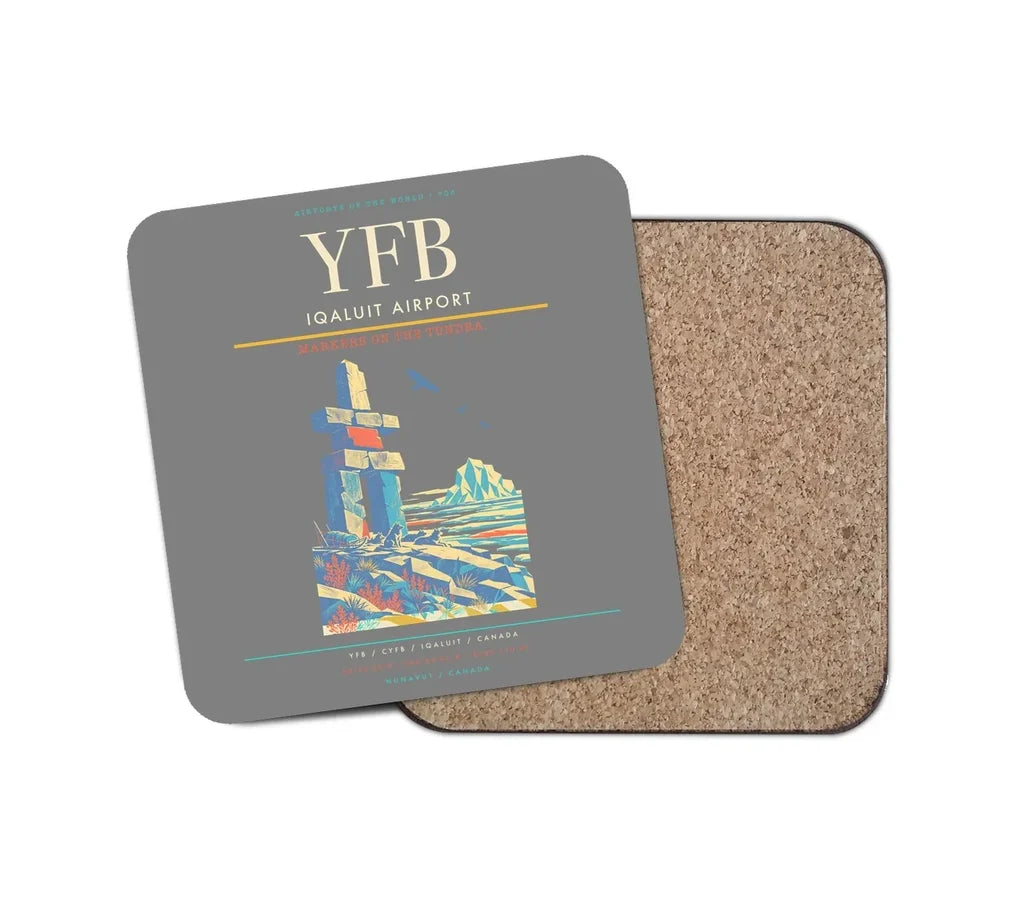 Iqaluit Airport (YFB) design on gray 1 piece coaster