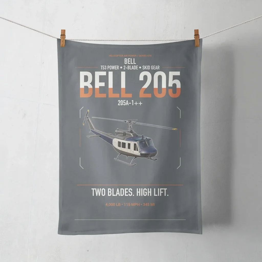 Bell 205A-1++ design on gray towel