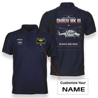 Thumbnail for HAL ALH Dhruv Mk III design on navy blue+name double-side polo t-shirt, double-side print