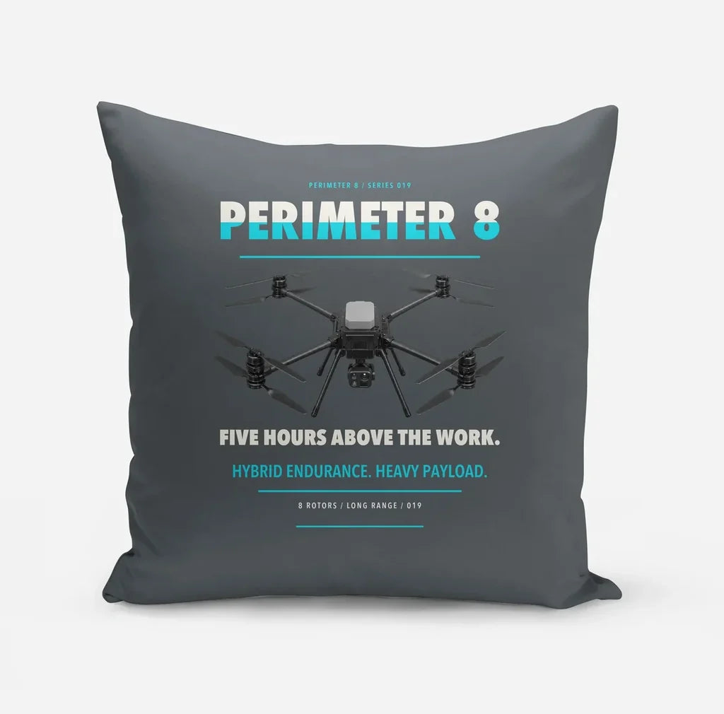 Skyfront Perimeter 8 design on gray pillow