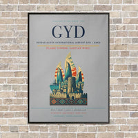 Thumbnail for Heydar Aliyev International Airport GYD — Baku vertical canvas print - framed - light gray background