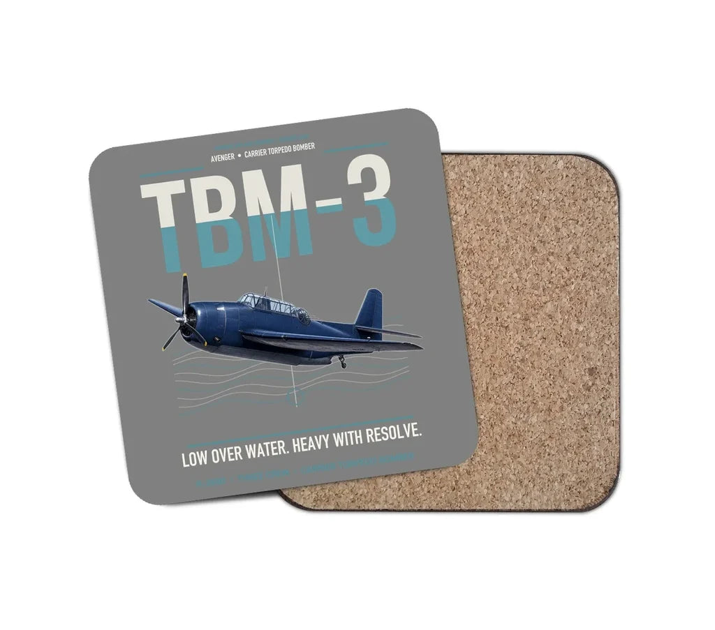 TBM-3 Avenger design on gray 1 piece coaster