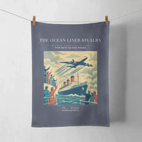 Thumbnail for VINTAGE G4307 - The Ocean Liner Rivalry - Designed Towels design on navyblue