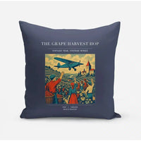 Thumbnail for VINTAGE G4445 - The Grape Harvest Hop - Designed Pillows design on navyblue