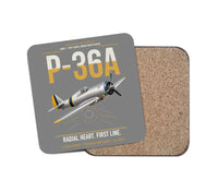 Thumbnail for P-36A Hawk design on gray 1 piece coaster