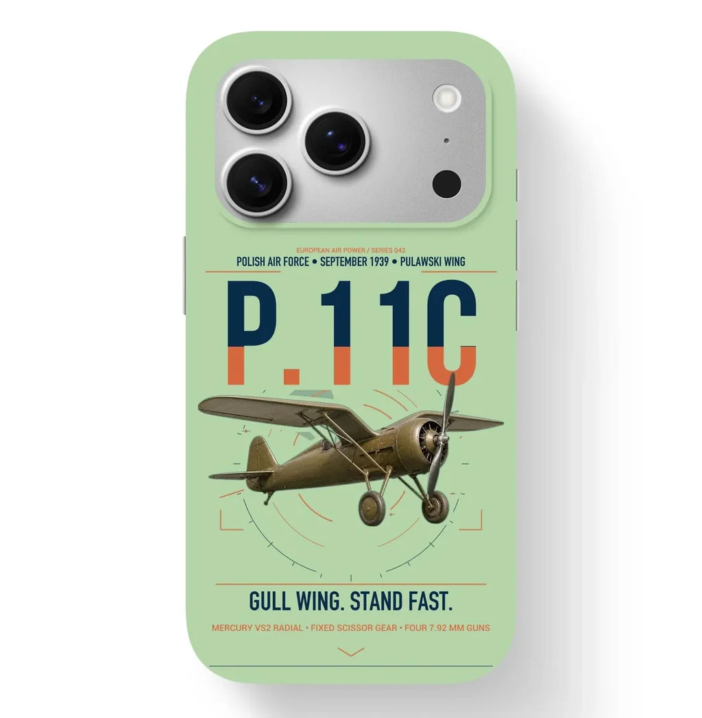 PZL P.11c design on light green magsafe iphone case, for iPhone 17 Pro