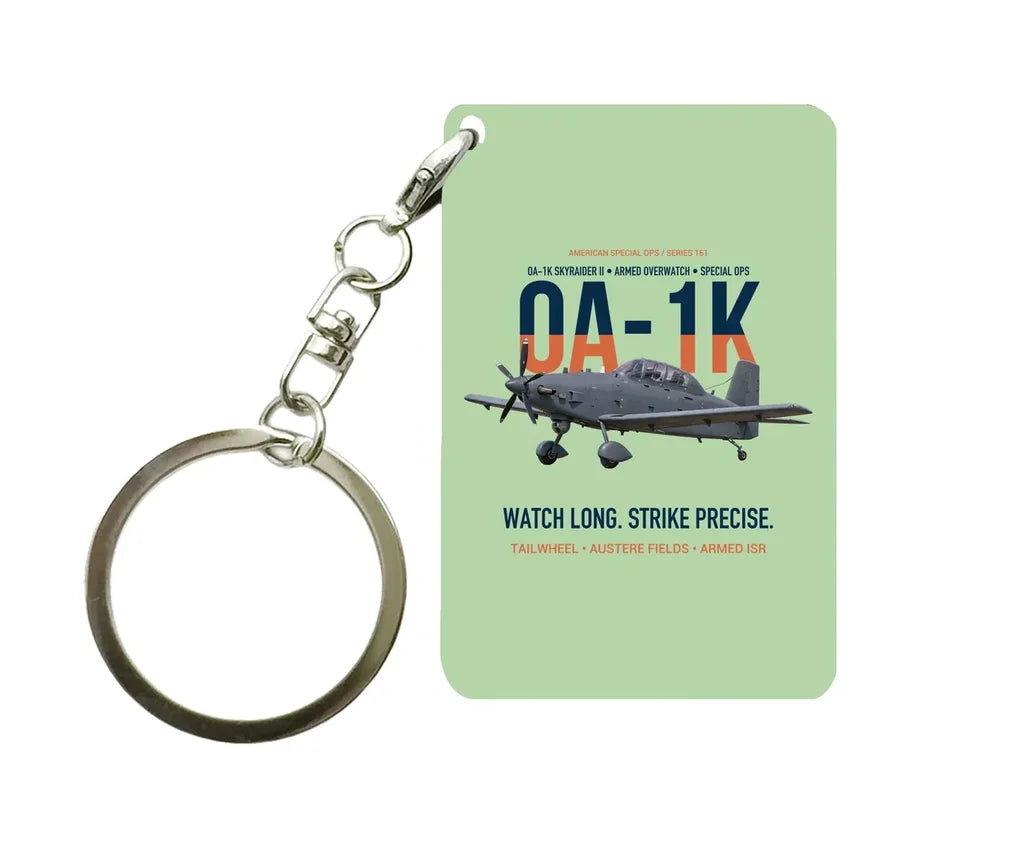 OA-1K SKYRAIDER II Key Chain design on light green key chain