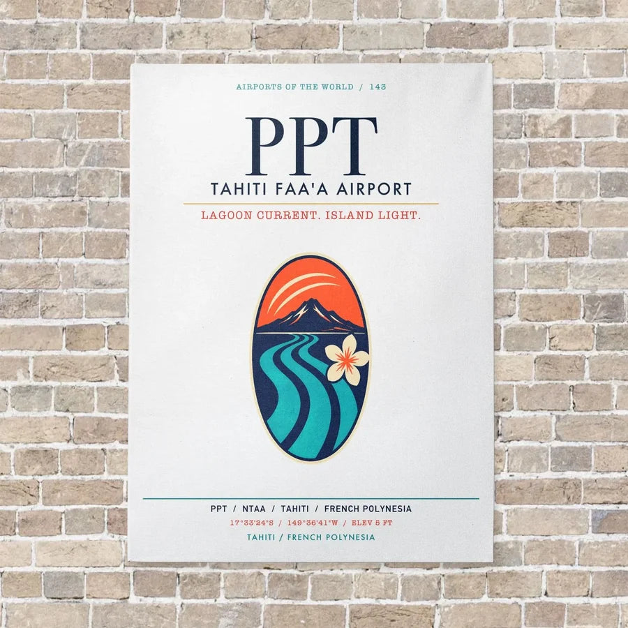 Tahiti Faa'a Airport PPT vertical canvas print - no frame - white background