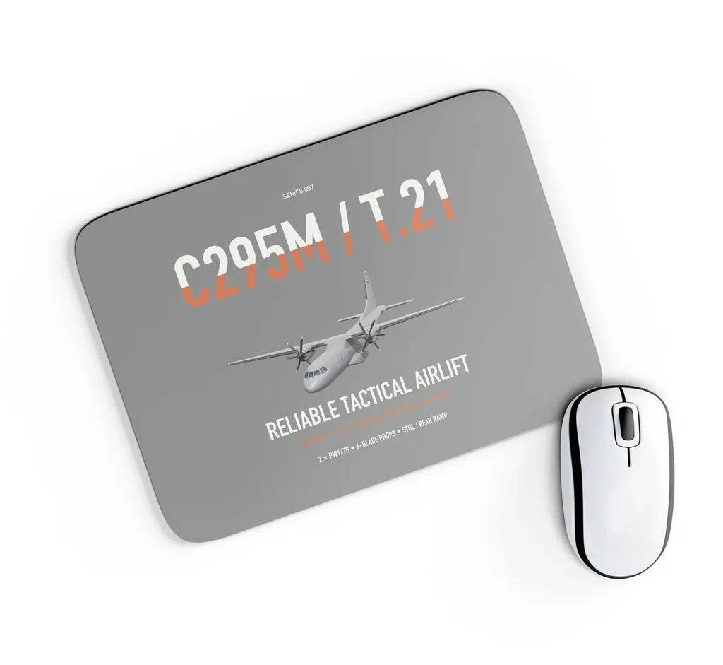 Airbus C295M T.21 design on gray rectangle mouse pad