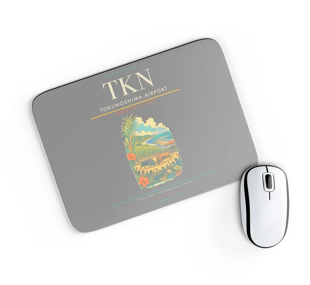 Tokunoshima Airport (TKN) design on gray rectangle mouse pad