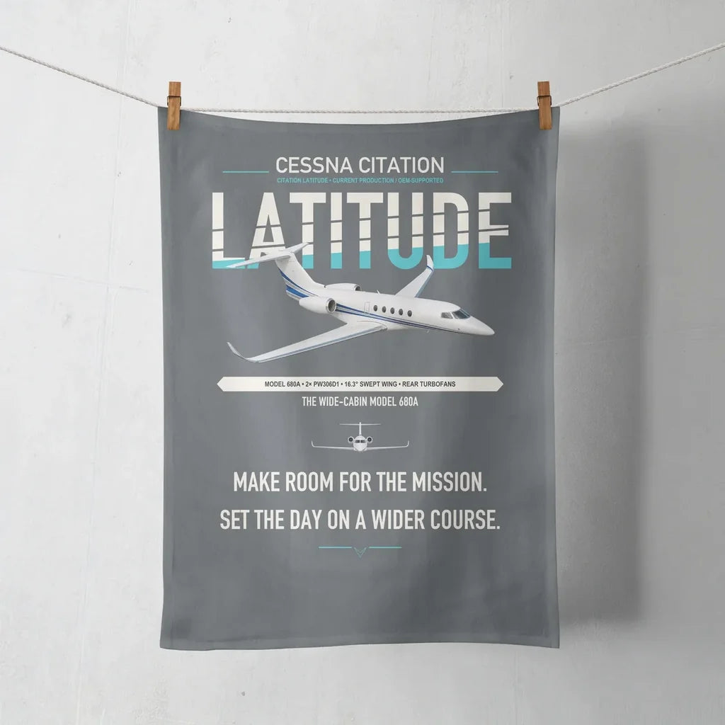 Cessna Citation Latitude design on gray towel