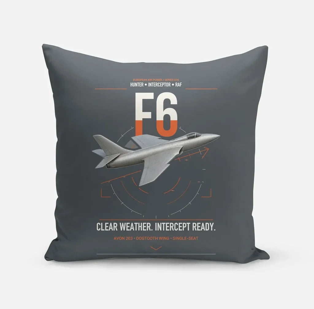 Hawker Hunter F6 design on gray pillow