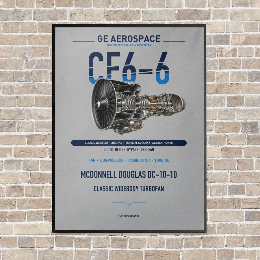 CF6-6 vertical canvas print - framed - light gray background