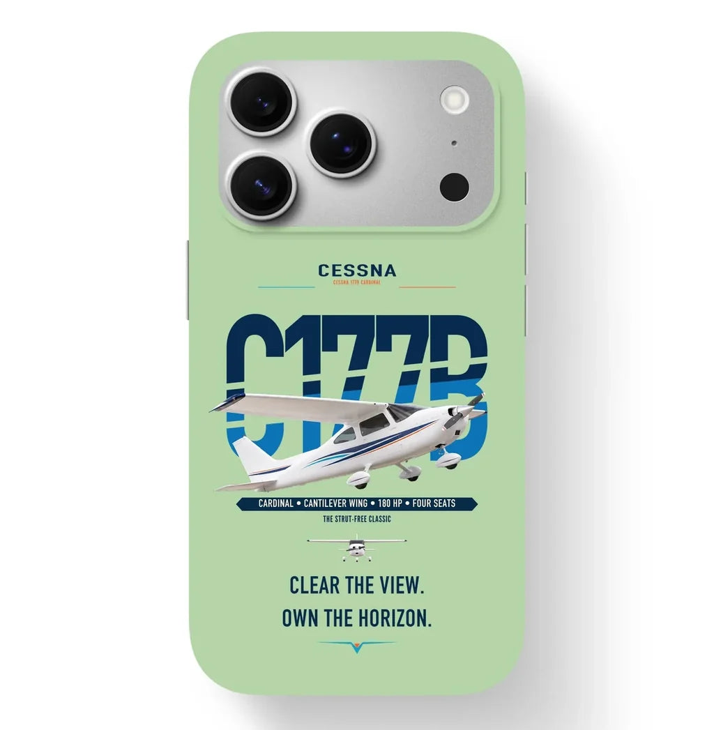 Cessna 177B Cardinal design on light green magsafe iphone case, for iPhone 17 Pro