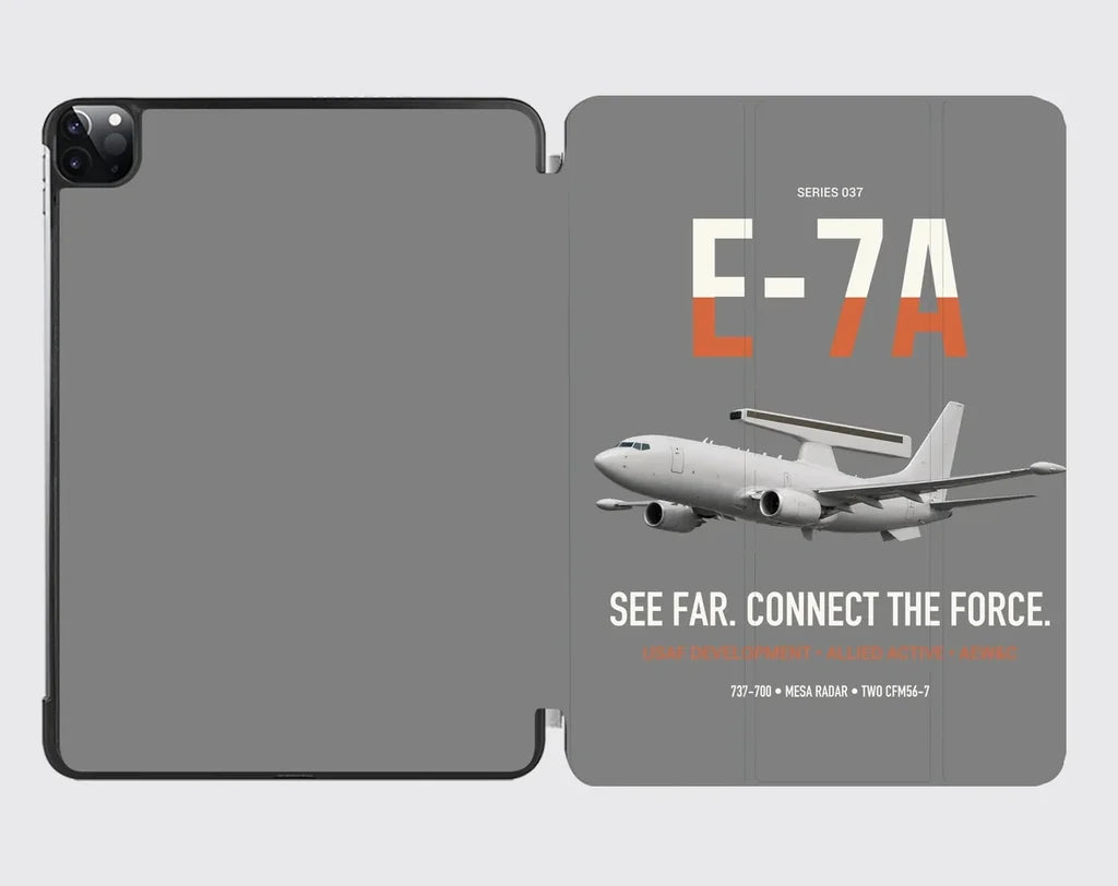 E-7A Wedgetail design on gray ipad tablet case