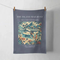 Thumbnail for VINTAGE G4065 - The Island Mailboat - Designed Towels design on navyblue