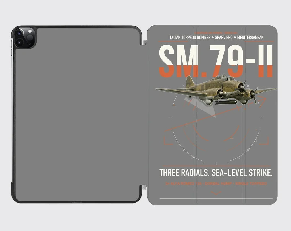 Savoia-Marchetti SM.79-II Sparviero design on gray ipad tablet case