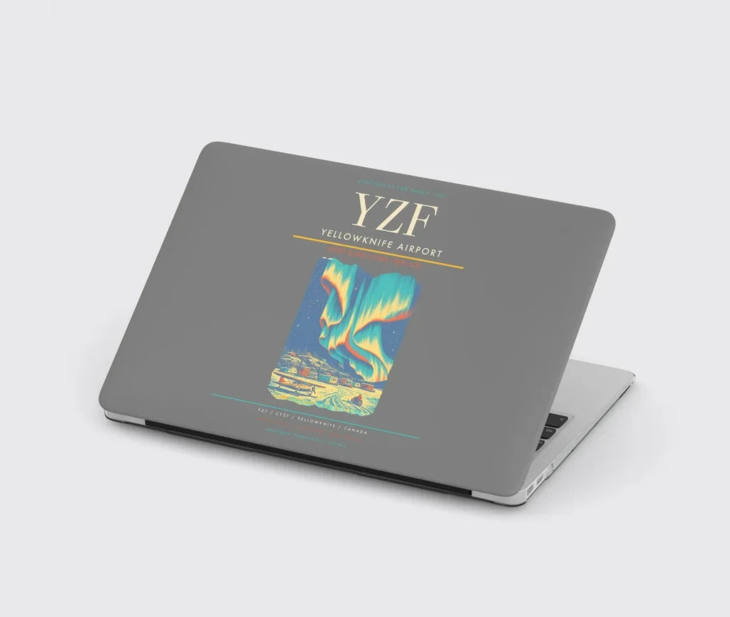 Yellowknife Airport (YZF) design on gray MacBook case