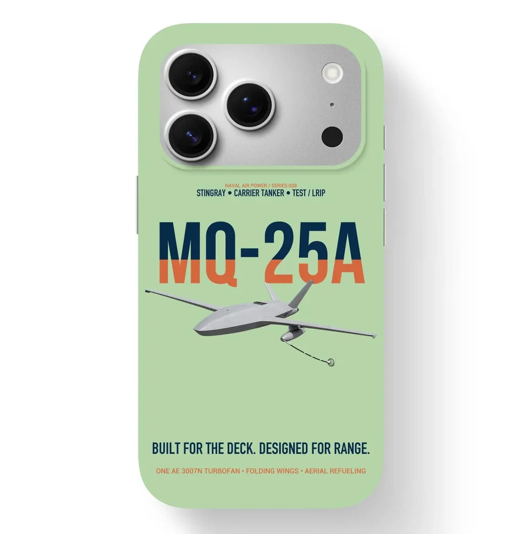 MQ-25A STINGRAY design on light green magsafe iphone case, for iPhone 17 Pro
