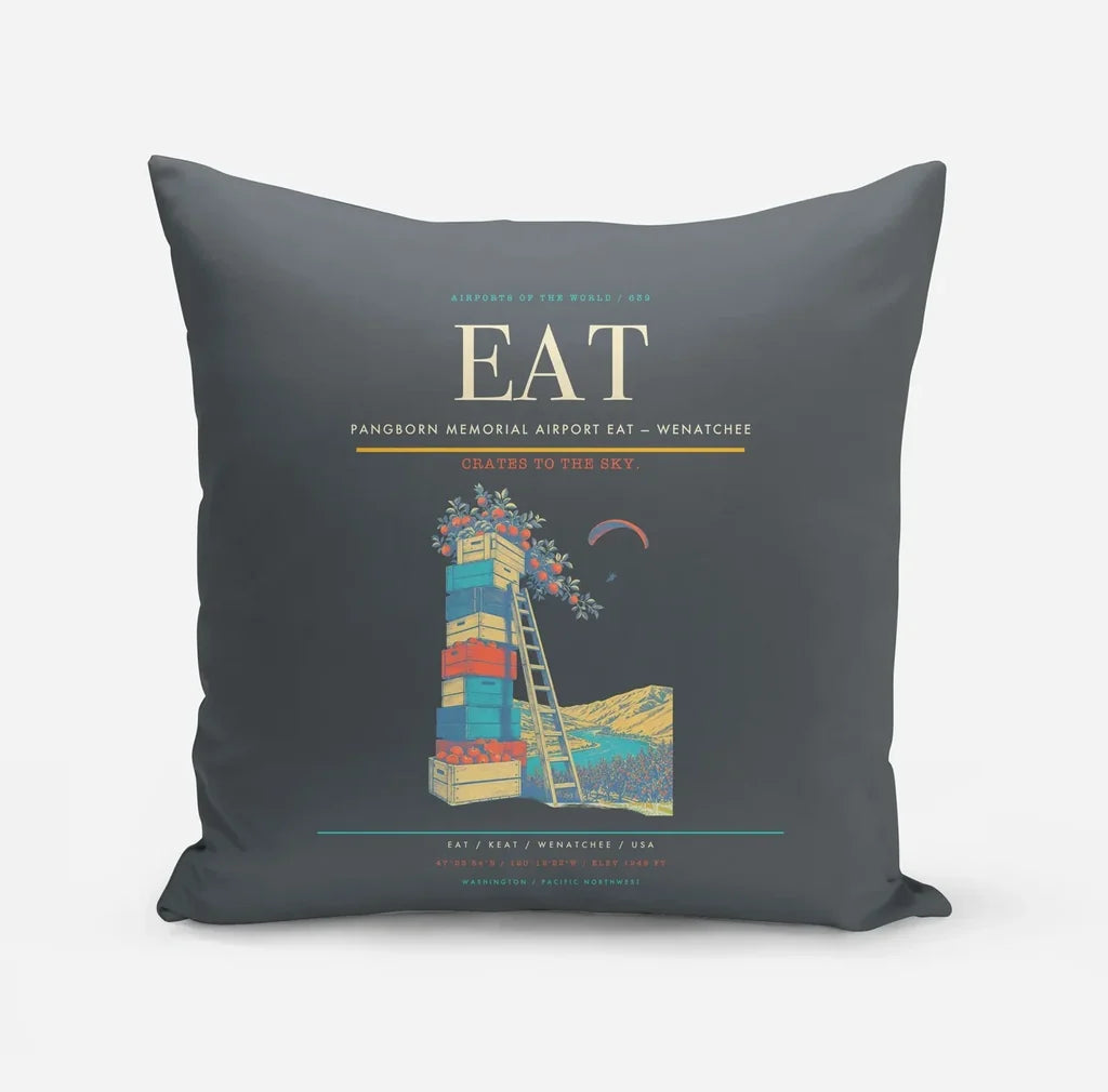 Pangborn Memorial Airport (EAT) design on gray pillow
