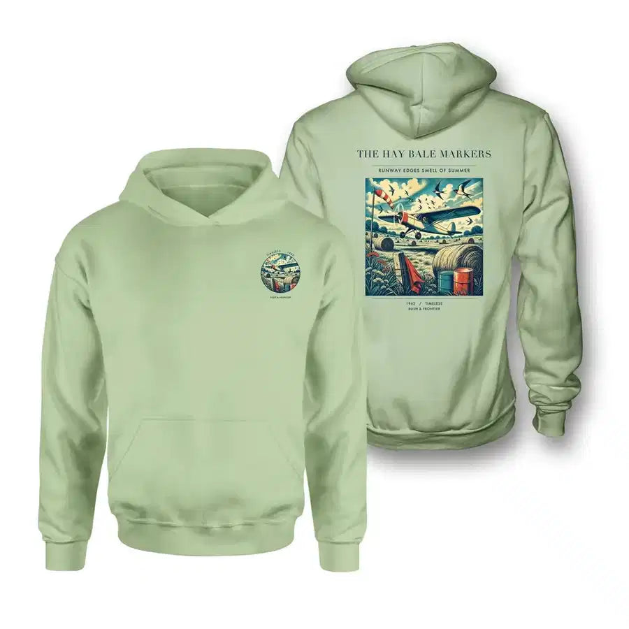 VINTAGE G4387 - The Hay Bale Markers - Double-Side Hoodie design on lightgreen double side