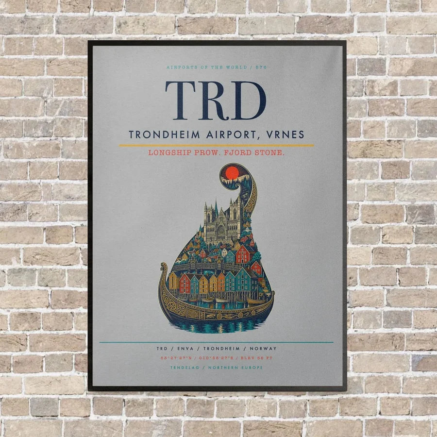 Trondheim Airport, Vrnes TRD - Canvas Framed - Light Gray