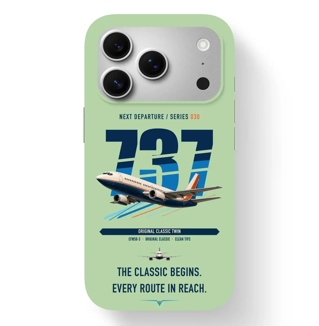 Boeing 737-300 Classic design on light green magsafe iphone case