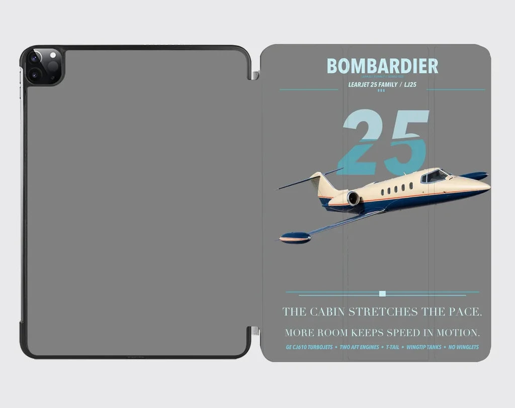 Bombardier Learjet 25 design on gray ipad tablet case