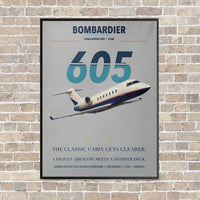 Thumbnail for Bombardier Challenger 605 vertical canvas print - framed - light gray background