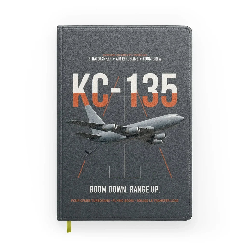 KC-135 STRATOTANKER design on gray notebook