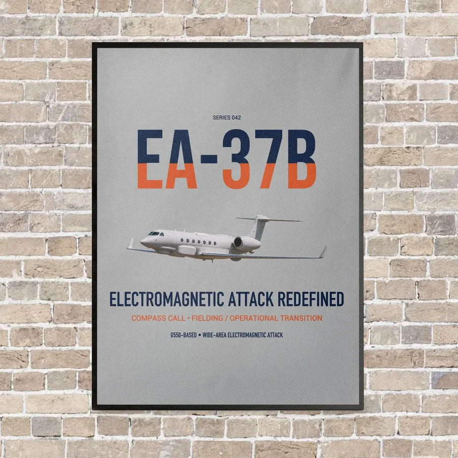 EA-37B Compass Call vertical canvas print - framed - light gray background
