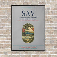 Thumbnail for Savannah-Hilton Head International Airport SAV vertical canvas print - framed - light gray background