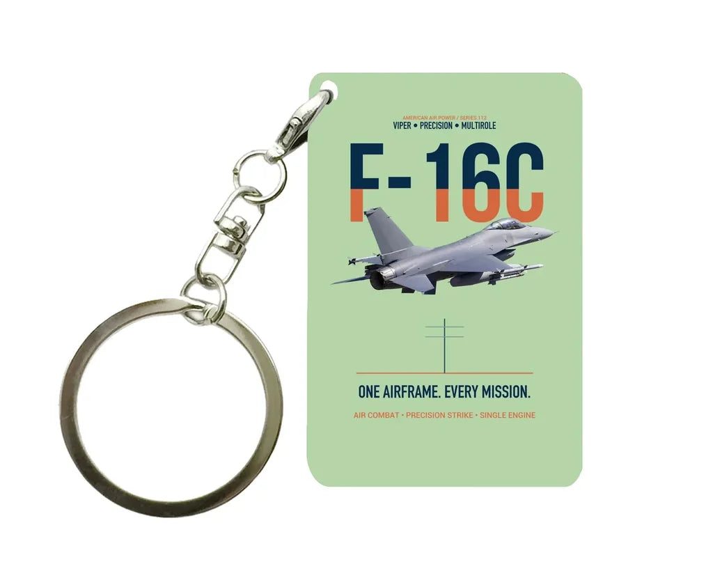 F-16C FIGHTING FALCON Key Chain design on light green key chain