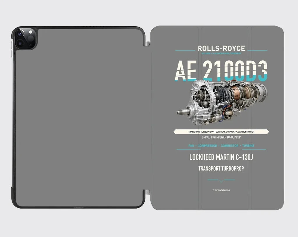 AE 2100D3 design on gray ipad tablet case