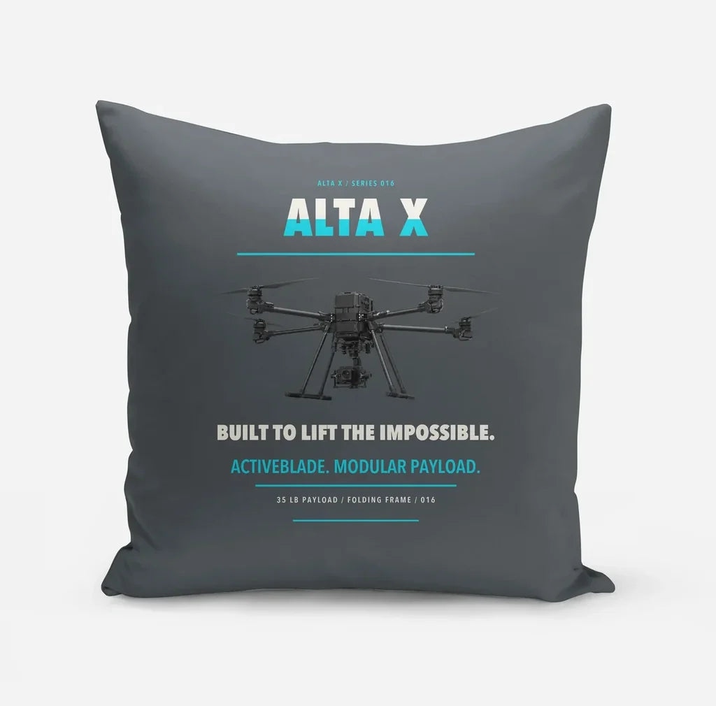 Freefly Alta X design on gray pillow
