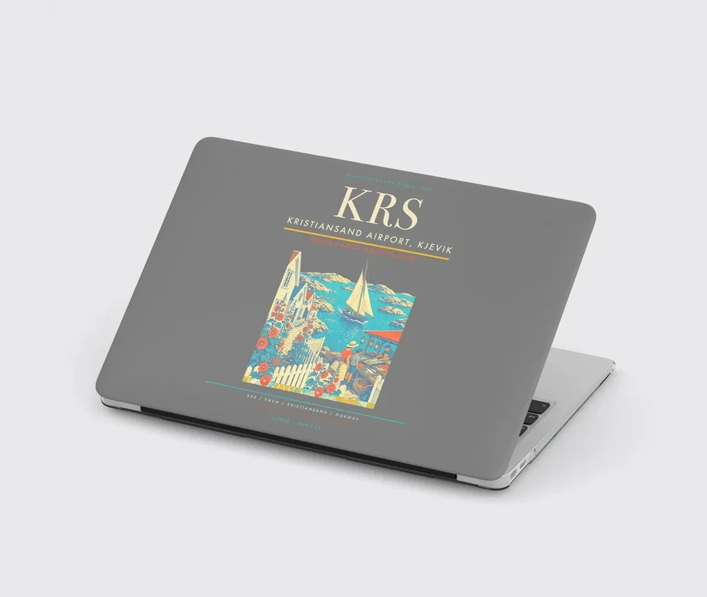 Kristiansand Airport, Kjevik (KRS) design on gray MacBook case