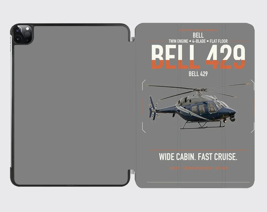 Bell 429 design on gray ipad tablet case